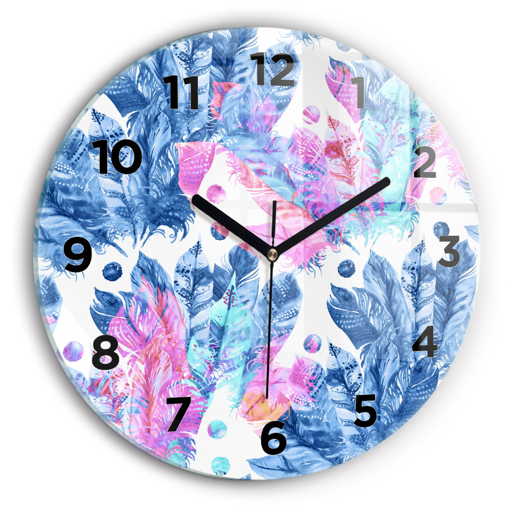 Pendule murale ronde Plumes colorées