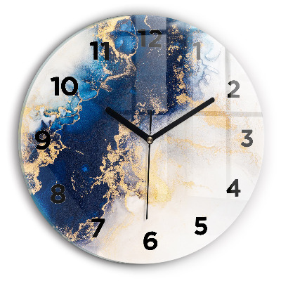 Horloge ronde en verre Motif de marbre