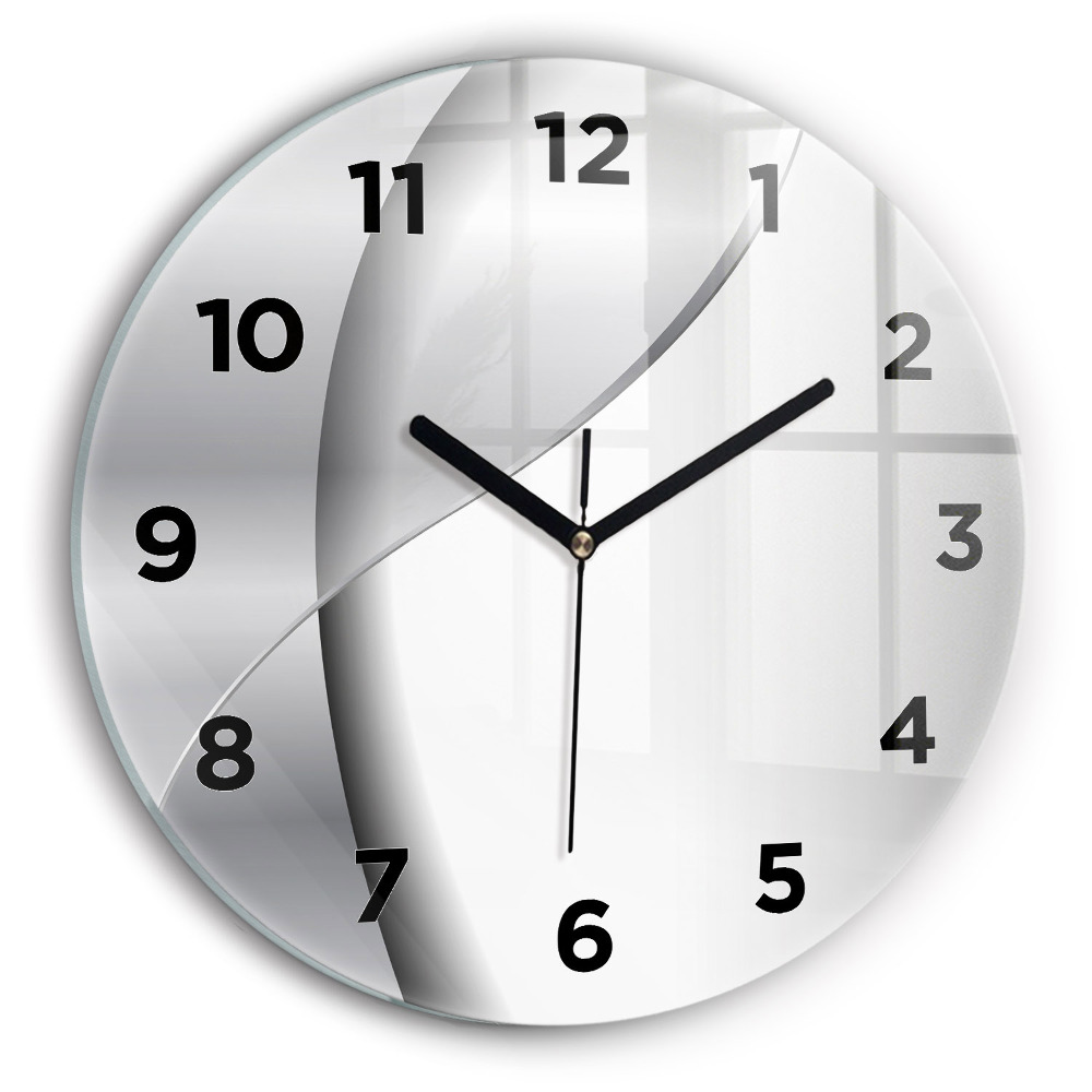 Horloge ronde en verre Abstraction argentée