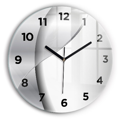Horloge ronde en verre Abstraction argentée