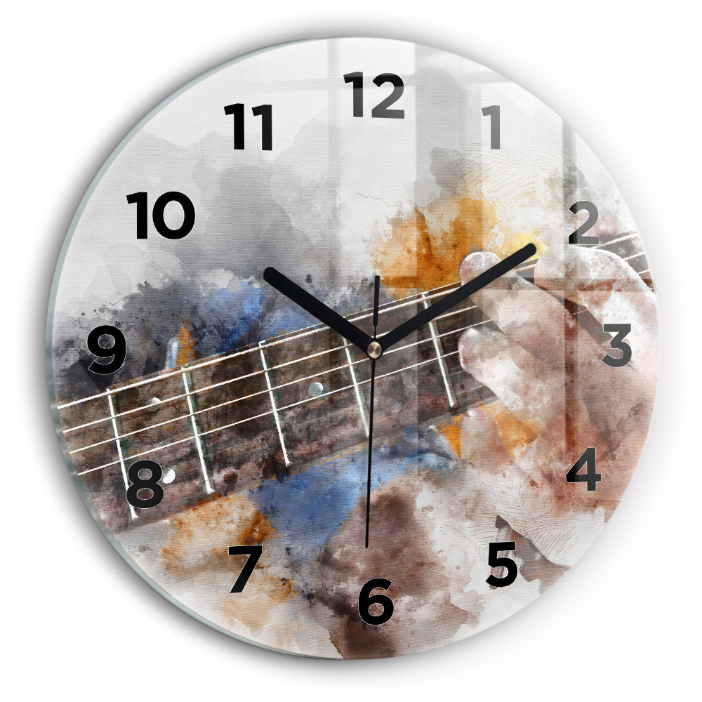 Horloge ronde en verre Graphique d'une guitare