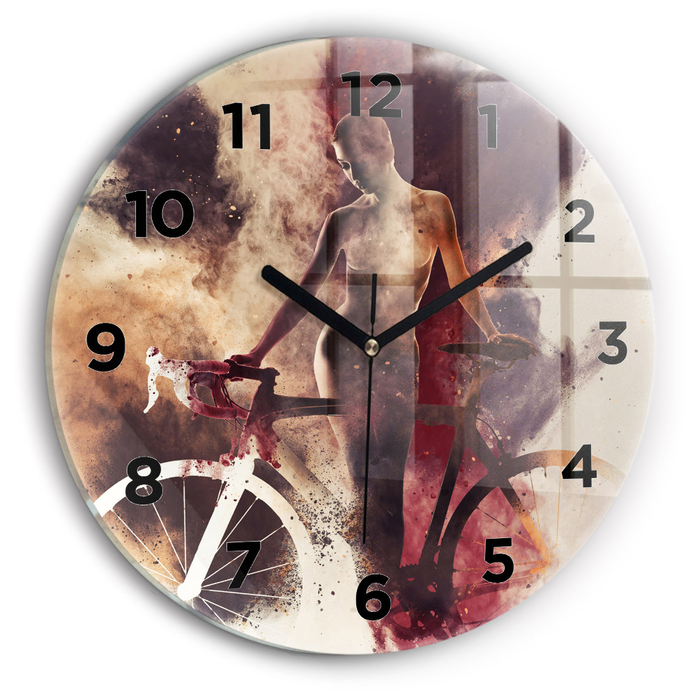 Horloge ronde murale Femme et vélo