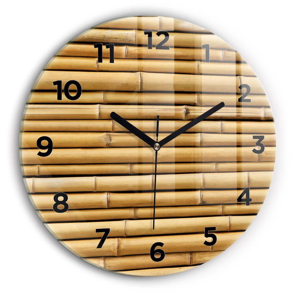 Horloge ronde en verre Poteaux en bambou