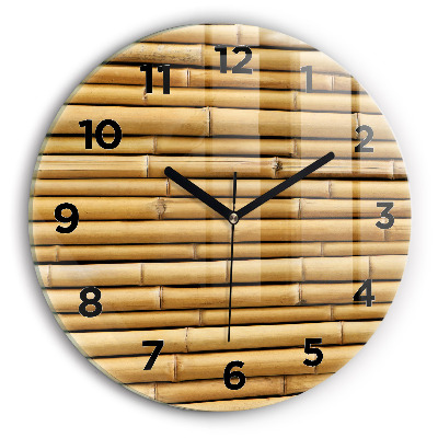 Horloge ronde en verre Poteaux en bambou