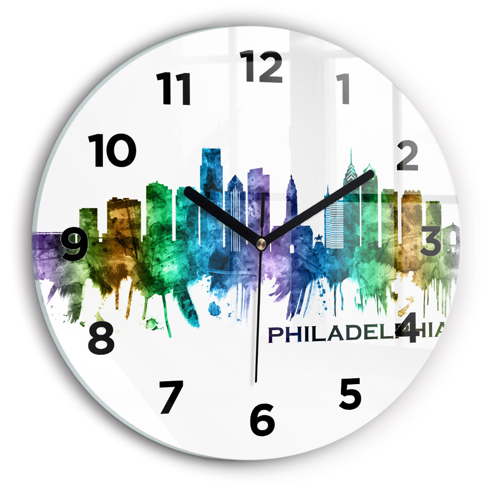 Pendule murale ronde Philadelphie colorée