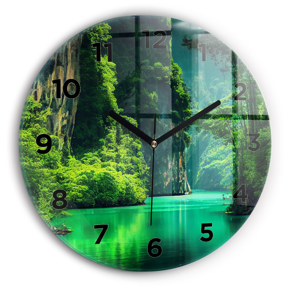 Horloge ronde en verre Paysage naturel de Thaïlande