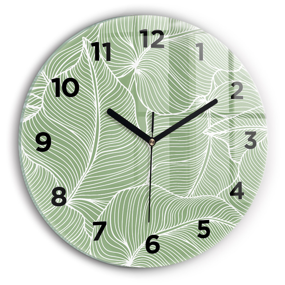 Horloge ronde en verre Motif de feuilles dans la nature