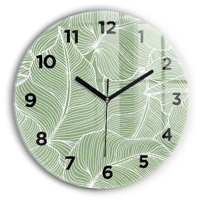 Horloge ronde en verre Motif de feuilles dans la nature