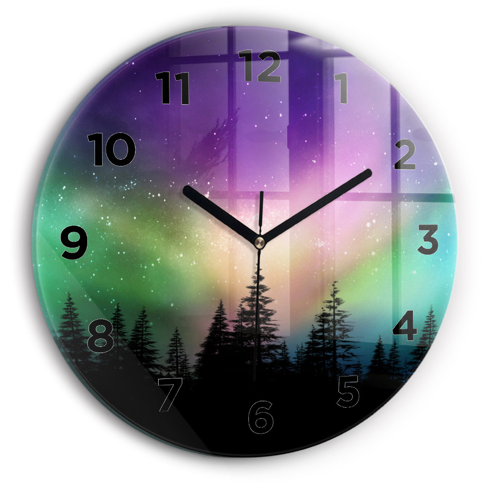 Pendule murale ronde Aurore boréale