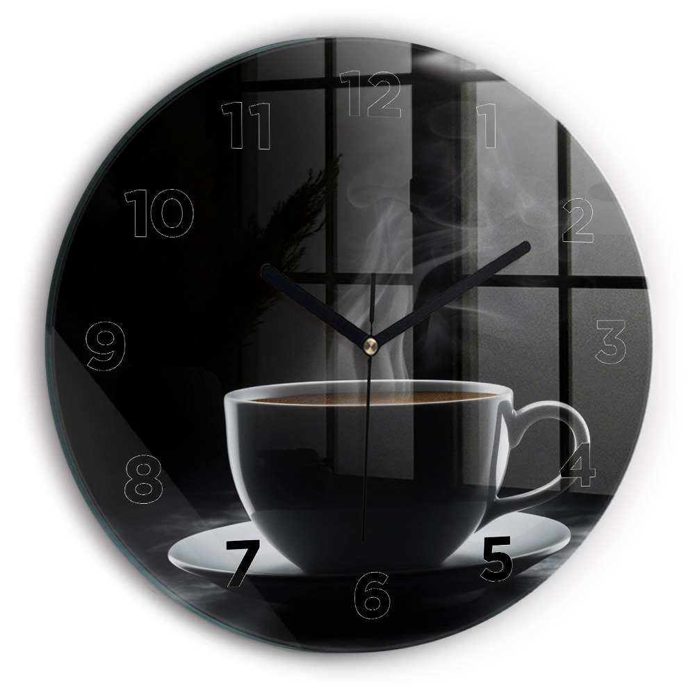 Horloge ronde Tasse de café noir