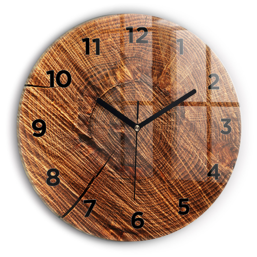 Horloge ronde en verre Bois décoratif