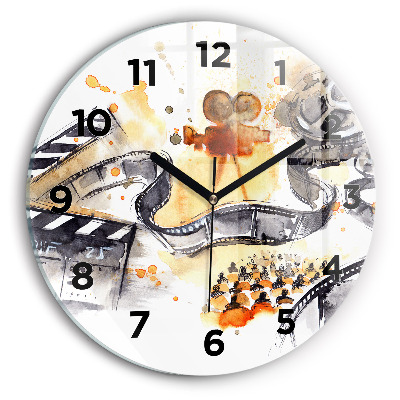 Horloge ronde en verre Caméra de cinéma