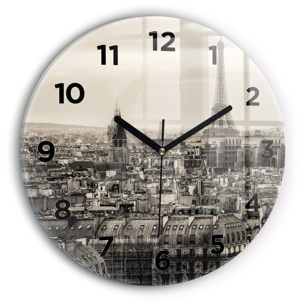 Horloge ronde en verre Panorama de Paris