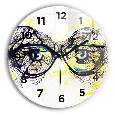 Horloge ronde murale Yeux dans des lunettes