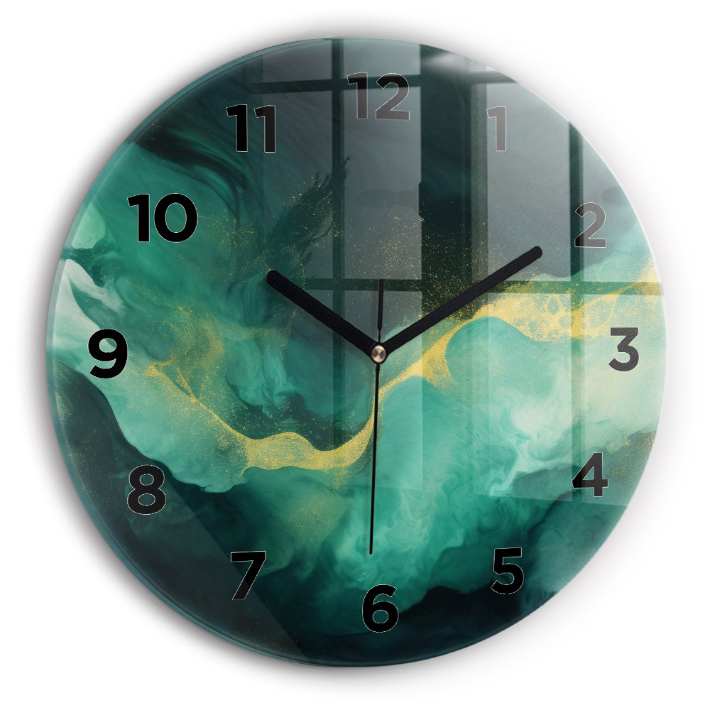 Horloge ronde en verre Marbre vert