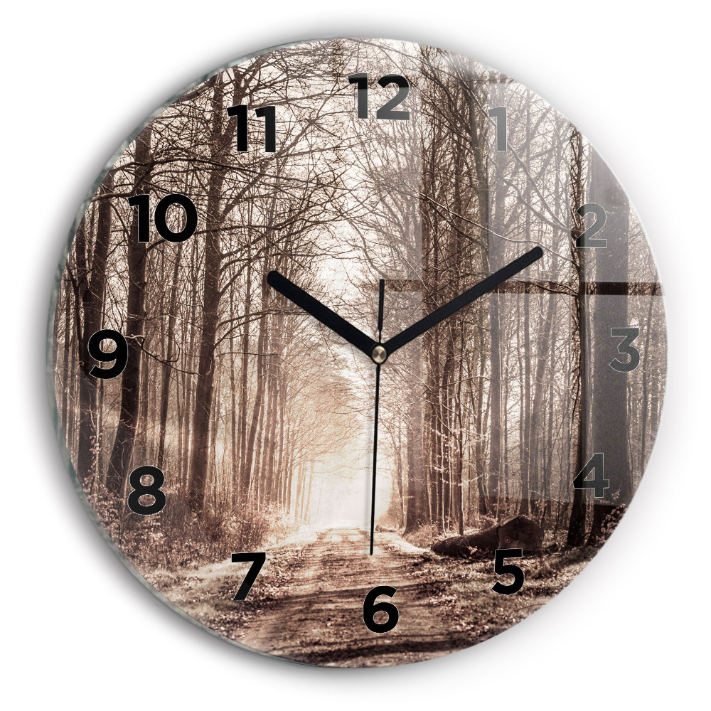 Horloge ronde murale Sentier forestier en sépia