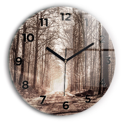 Horloge ronde murale Sentier forestier en sépia