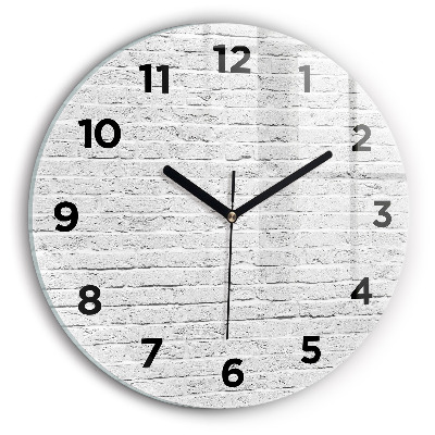 Horloge ronde en verre Mur de briques claires