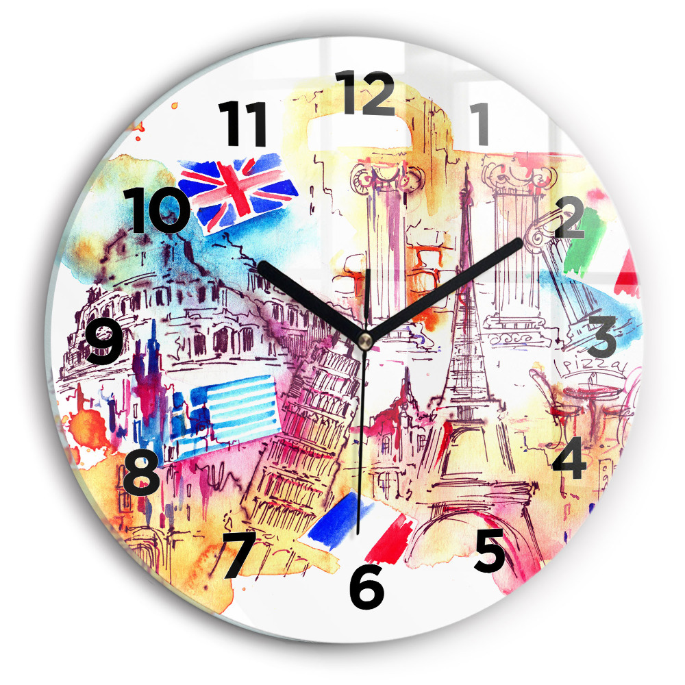 Horloge ronde en verre Pays attrayants du monde