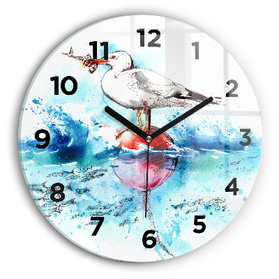 Horloge ronde Mouette peinte