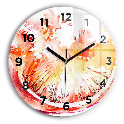 Horloge ronde en verre Orange peinte