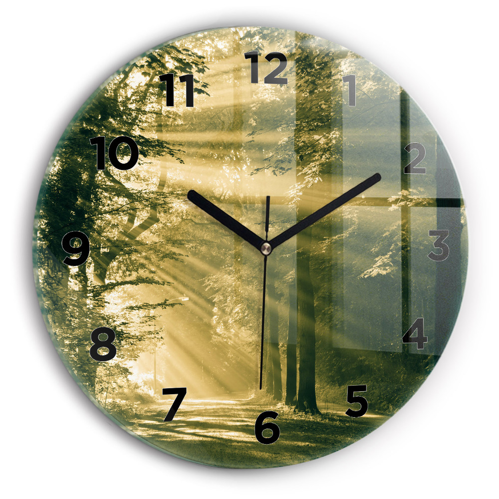Horloge ronde murale Rayons de soleil Forêt