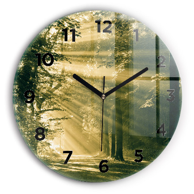 Horloge ronde murale Rayons de soleil Forêt