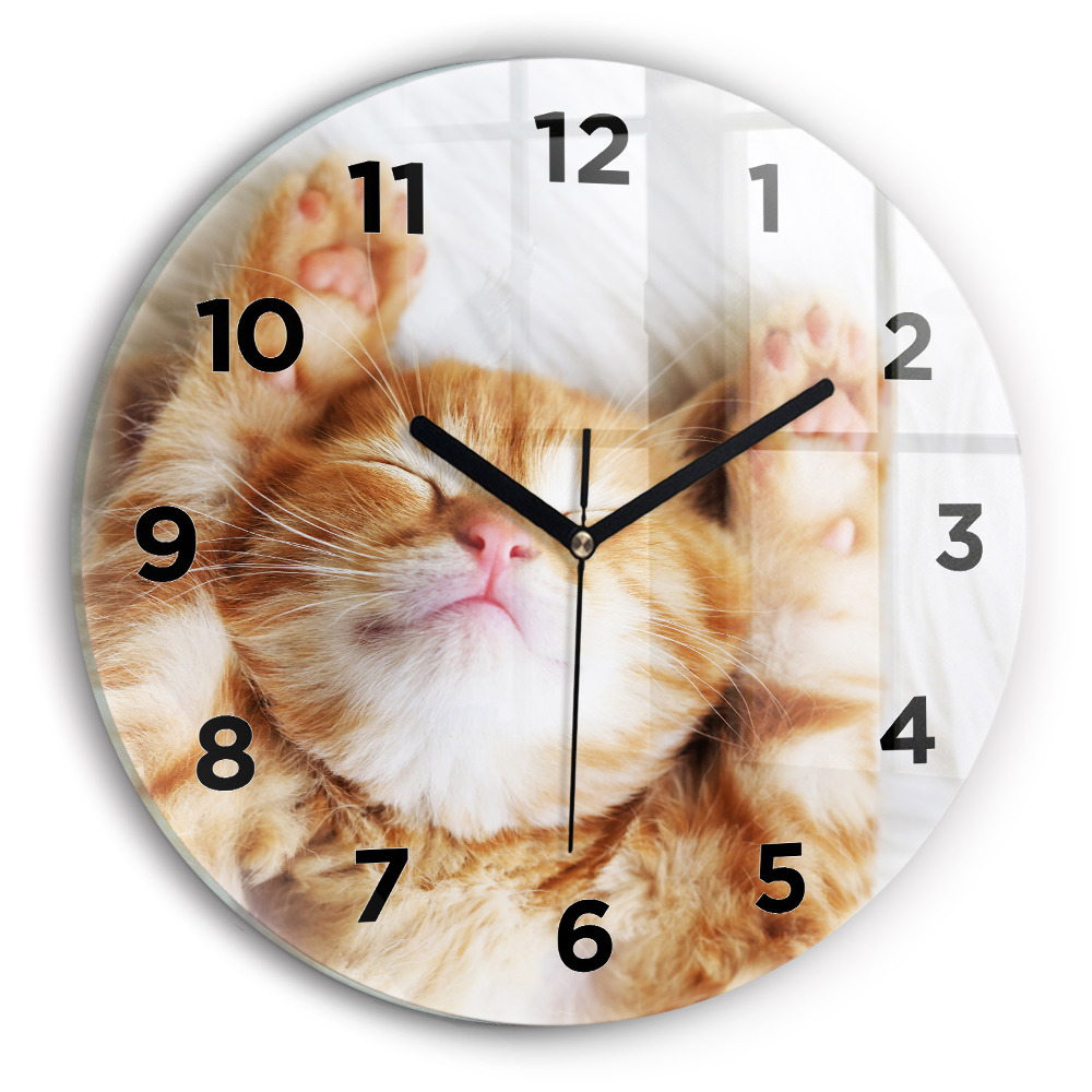 Horloge ronde Petit chat endormi