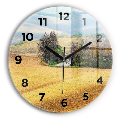 Horloge ronde en verre Campagne de Moravie