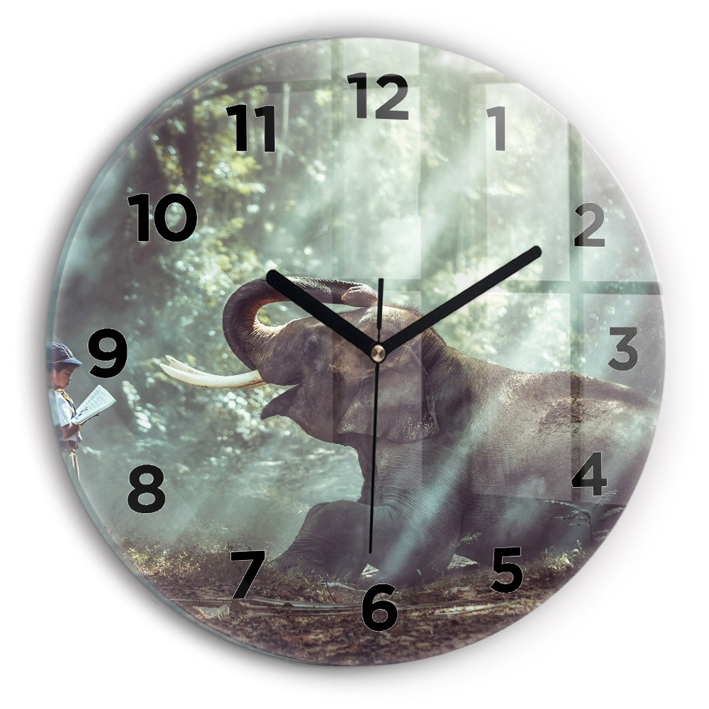 Horloge ronde en verre Garçon lisant un livre