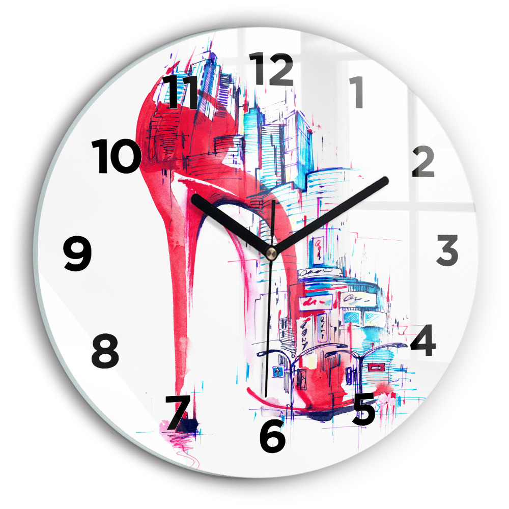 Horloge ronde en verre Talon rouge
