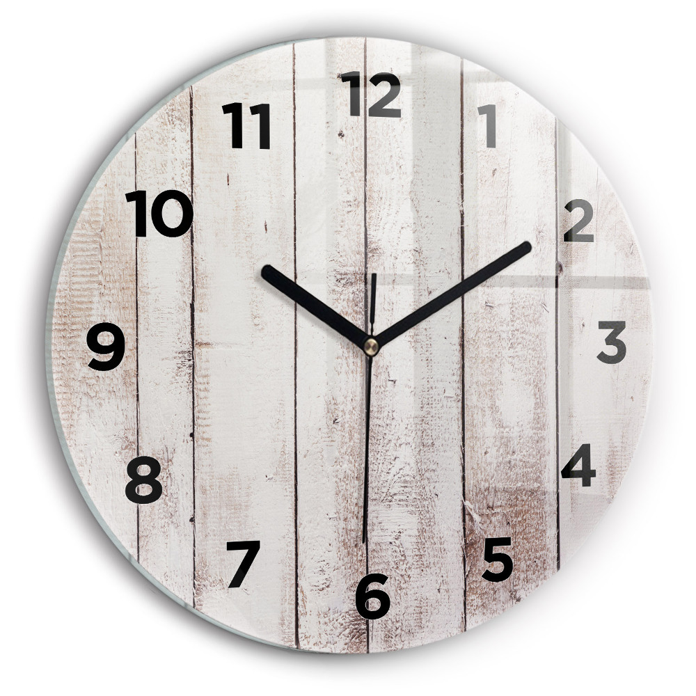 Horloge ronde murale Planches de bois clair
