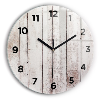 Horloge ronde murale Planches de bois clair