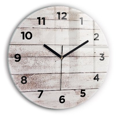 Horloge ronde en verre Planches de bois clair