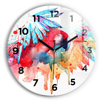 Horloge ronde murale Perroquet rouge coloré