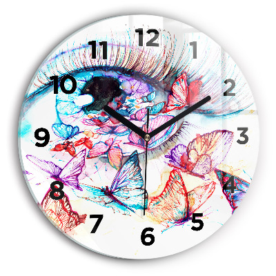Pendule murale ronde Oeil de papillon coloré
