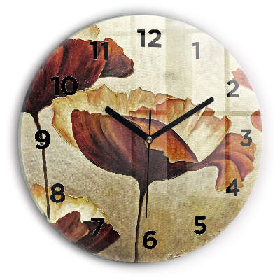 Horloge ronde Coquelicots peints