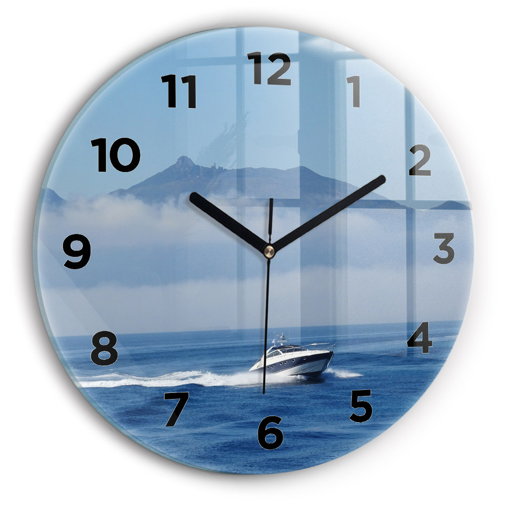 Horloge ronde en verre Bateau flottant sur l'océan