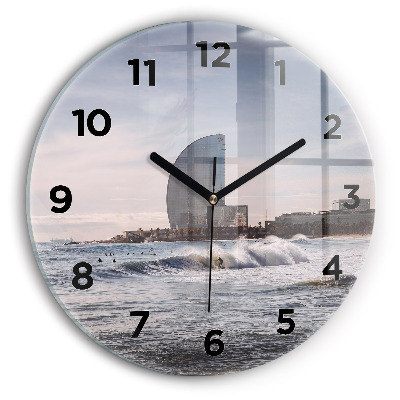 Horloge ronde en verre Surfeur de Barcelone
