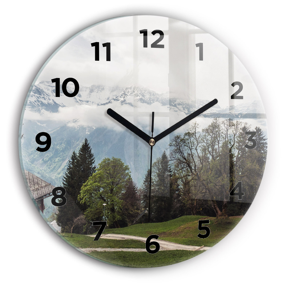 Horloge ronde Vue sur les montagnes