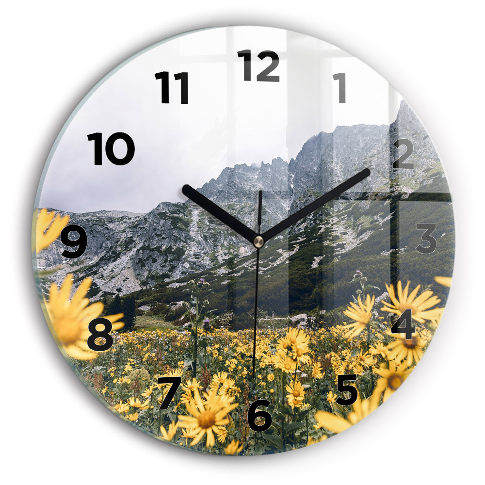 Horloge ronde Prairie de fleurs dans les montagnes