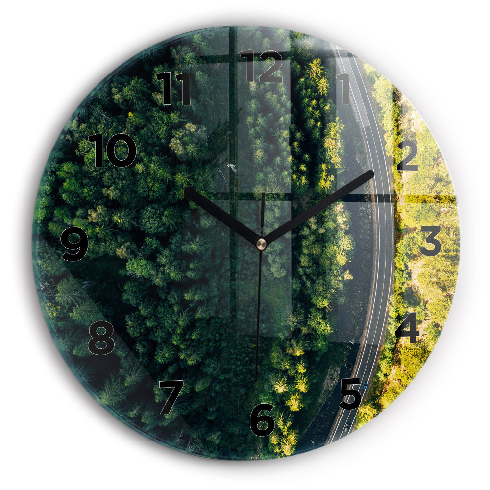 Horloge ronde Forêt vue d'un oiseau