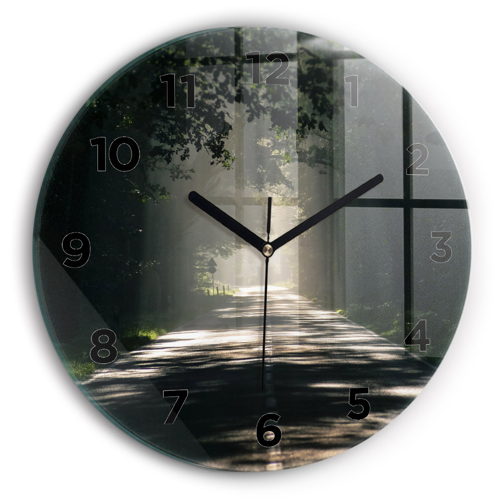 Pendule murale ronde Route forestière
