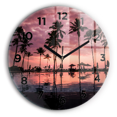 Horloge ronde murale Palmiers à Hawaï