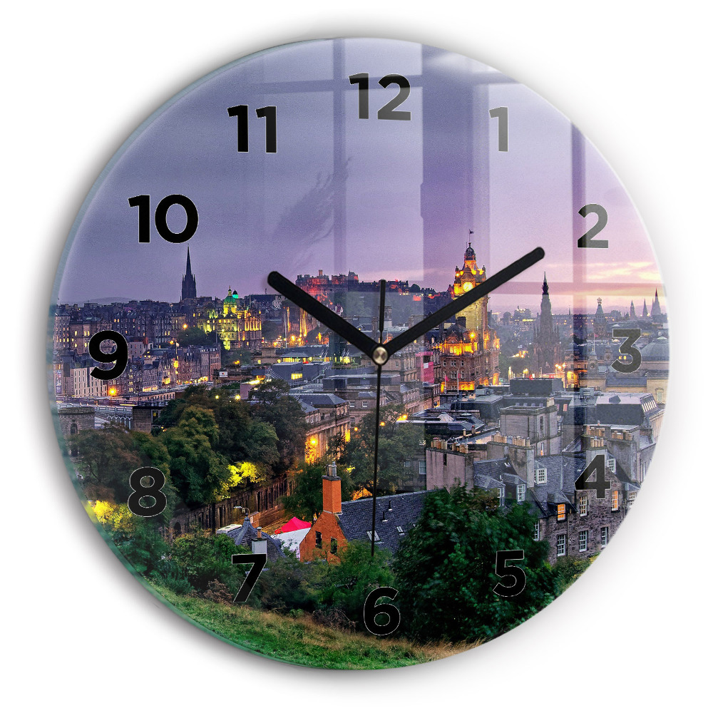 Horloge ronde en verre Édimbourg depuis Calton Hill