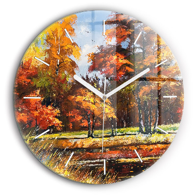 Horloge ronde murale 60 cm Paysage d'automne avec rivière