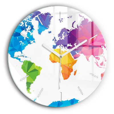 Horloge ronde en verre 60 cm Carte du monde abstraite
