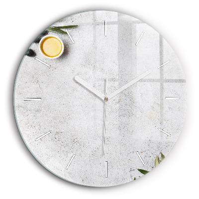 Pendule murale ronde 60 cm Olives minimalistes