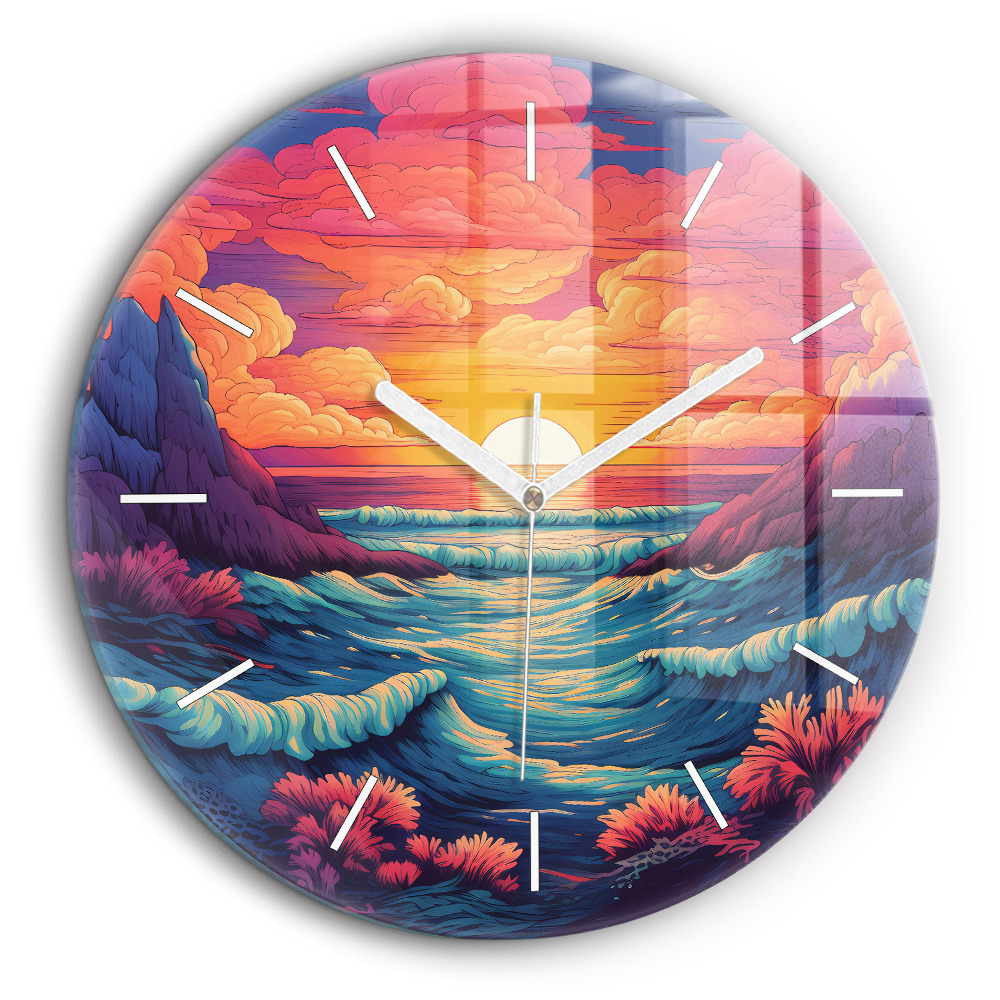 Horloge ronde 60 cm Océan et ciel de conte de fées