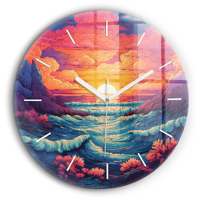 Horloge ronde 60 cm Océan et ciel de conte de fées